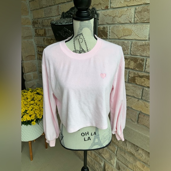 STONEY CLOVER LANE X TARGET Light Pink Sweater Terry Cloth Women’s Size SM/MED - Picture 4 of 12
